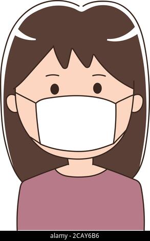 Frauen tragen eine Maske, um Corona-Virus oder covid-19 oder eine andere Art von Virus zu verhindern. Vektorgrafik isoliert auf weißem Hintergrund. Stock Vektor