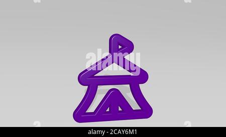 circus Zelt 3D-Symbol werfen Schatten. 3D-Illustration. Hintergrund und Karneval Stockfoto