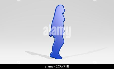 MÄDCHEN 3D-Symbol werfen Schatten. 3D-Illustration. Schön und Hintergrund Stockfoto