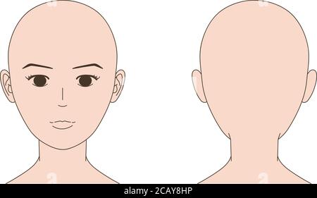Schaufensterpuppe der Skinhead Frau Gesicht. Vektorgrafik isoliert auf weißem Hintergrund. Stock Vektor