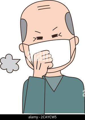 Älterer Mann mit einer medizinischen Maske Prävention Coronavirus oder covid-19 oder eine andere Art von Virus. Vektorgrafik isoliert auf weißem Hintergrund. Stock Vektor