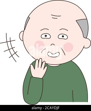 Älterer Mann, der über die Fehler anderer lachend ist. Vektorgrafik isoliert auf weißem Hintergrund. Stock Vektor