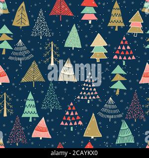 Weihnachtliche Nahtloses Muster für Grußkarten, Geschenkpapiere. Handgezeichnete Vektorgrafik. Stock Vektor