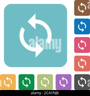 Programmierung Schleife weiße flache Symbole auf Farbe abgerundeten quadratischen Hintergründen Stock Vektor