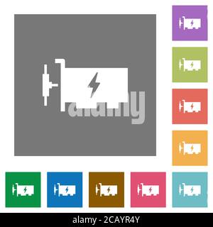 Flache Symbole des fast ethernet-Netzwerk-Controllers auf einfachen farbigen quadratischen Hintergründen Stock Vektor