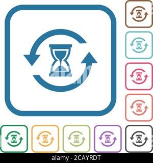 Reload Symbol mit Sandglas einfache Symbole in Farbe abgerundeten quadratischen Rahmen auf weißem Hintergrund Stock Vektor