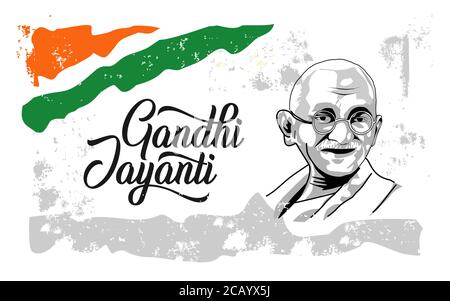 Gandhi Jayanti wünscht Vektor-Typografie Vektor-Design mit indien Flagge Stock Vektor