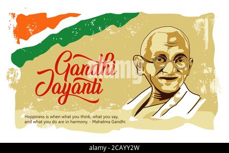 Gandhi Jayanti wünscht Vektor-Typografie Vektor-Design mit indien Flagge Altes Papier Stock Vektor