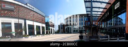 Time Square, Warrington, Cheshire, England, Großbritannien, neue Vinci Bauentwicklung, Einzelhandel und Marktplatz Stockfoto