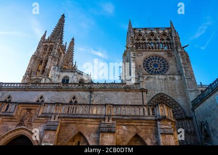 Kathedrale Santa Maria, Burgos, Castilla, Spanien. - ein Wahrzeichen auf dem Camino de Santiago. Stockfoto