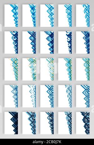 Eckdekor-Paket Für Visitenkarten Im Modernen Tech-Stil. Moderner Ornament Für Designs In Hellblau Und Dunkelblau. Konstruktionsabbildungen Können Verwendet Werden Stock Vektor