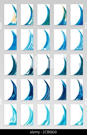Eckdekor-Paket Für Visitenkarten Im Modernen Tech-Stil. Moderner Ornament Für Designs In Hellblau Und Dunkelblau. Konstruktionsabbildungen Können Verwendet Werden Stock Vektor