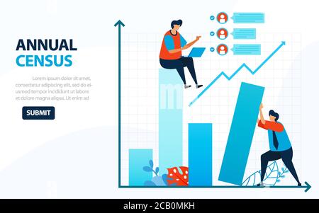 Vektor-Illustration Für 2020 Bevölkerung Zensus. Digitales Konzept Mit Survey Und Check. Kann Für Landing Page, Vorlage, Web, Mobile App, Poster, Ba Stock Vektor