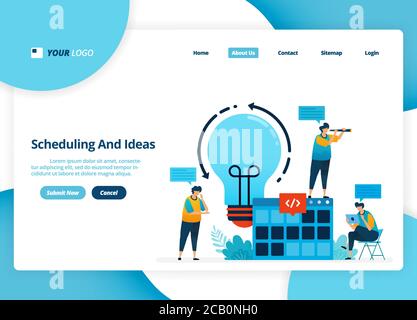 vektor Landing Page Design von Planung und Ideen. Brainstorming Idee für die Planung Strategie. Illustration von Landing Page, Website, mobile Apps, Post Stock Vektor
