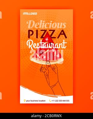 Poster Vorlage von schnellen Pizza kostenlose Lieferung für soziale Medien Beiträge zu Meldungen und Werbebanner Stock Vektor