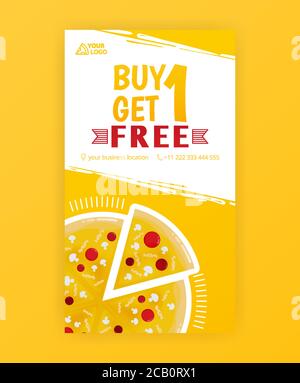 Poster Vorlage von schnellen Pizza kostenlose Lieferung für soziale Medien Beiträge zu Meldungen und Werbebanner Stock Vektor