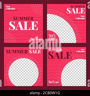 Social-Media-Post für Sommer Verkauf im Juni. Neue normale Verkauf in der Sommersaison Anzeigen und Aktionen. Social-Media-Marketing während einer Pandemie. Das Design c Stock Vektor