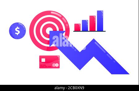 Logos für Ziele zu erreichen, Geschäftsziele, Pfeile und Darts, Geschäftsmotivation, Geschäftsdiagramme, finanzielle Leistung. Logos können auch für b verwendet werden Stock Vektor