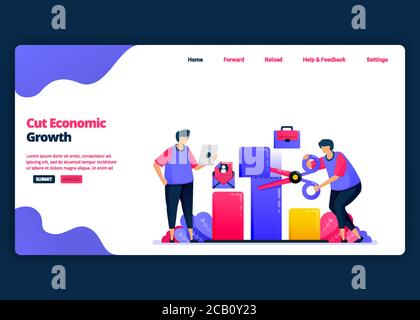 Vector Cartoon Banner Vorlage für das Schneiden von Wirtschaftswachstum und BIP während der Krise. Landing Page und Website kreative Design-Vorlagen für Unternehmen. Stock Vektor