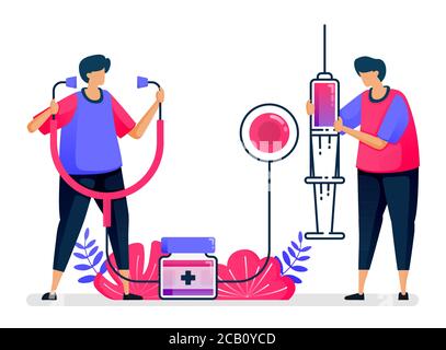 Flache Vektordarstellung der öffentlichen Gesundheitsdienste für Impfung, Behandlung, Therapie und Medizin. Design für das Gesundheitswesen. Kann für die Landung pa verwendet werden Stock Vektor