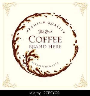 Ring Splashed Logo Kaffee Marke Qualität Premium für Coffee Shop, Restaurant, Café und Merchandise Stock Vektor