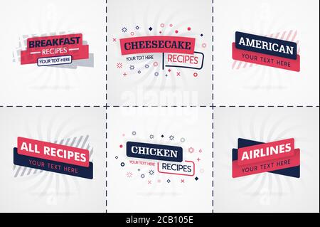 Rosa Kochbuch Set für Lebensmittel und Rezepthefte. Restaurantmenütitel oder Abzeichen für Lebensmittelgeschäfte und Restaurants. Minimalistisches Design für Rezept BA Stock Vektor