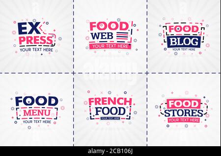 Rosa Kochbuch Set für Lebensmittel und Rezepthefte. Restaurantmenütitel oder Abzeichen für Lebensmittelgeschäfte und Restaurants. Minimalistisches Design für Rezept BA Stock Vektor