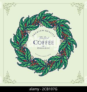 Illustrationen Premium Logo das beste Coffee Leaf Organic für Cafeshop, Café, Hotel, Restaurant und Merchandise Stock Vektor