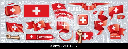 Vector Set der Nationalflagge der Schweiz in verschiedenen Kreative Designs Stock Vektor