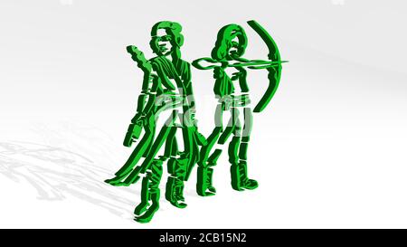 MÄDCHEN 3D-Symbol werfen Schatten. 3D-Illustration. Schön und Hintergrund Stockfoto