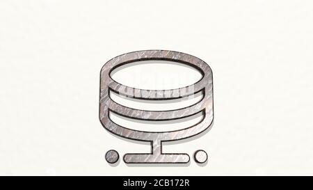 DATENBANK-3D-Symbol an der Wand. 3D-Illustration. Konzept und Geschäft Stockfoto