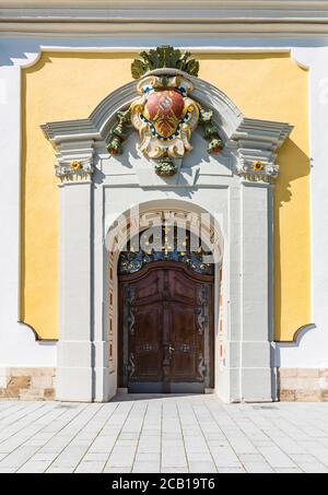 Eingangsportal, Kirche St. Johann, Donaueschingen, Schwarzwald, Baden-Württemberg, Deutschland Stockfoto