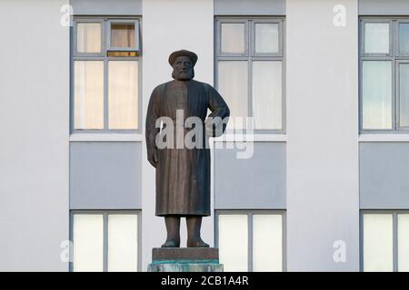 Denkmal des norwegischen Bildhauers Gustav Vigeland an Snorri Sturluson, berühmten isländischen Schmortfund, Historiker und Politiker (1179-1241), Reykholt Stockfoto