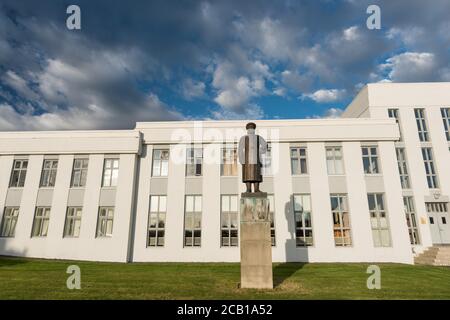 Denkmal des norwegischen Bildhauers Gustav Vigeland an Snorri Sturluson, berühmten isländischen Schmortfund, Historiker und Politiker (1179-1241), Reykholt Stockfoto