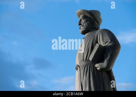 Denkmal des norwegischen Bildhauers Gustav Vigeland an Snorri Sturluson, berühmten isländischen Schmortfund, Historiker und Politiker (1179-1241), Reykholt Stockfoto