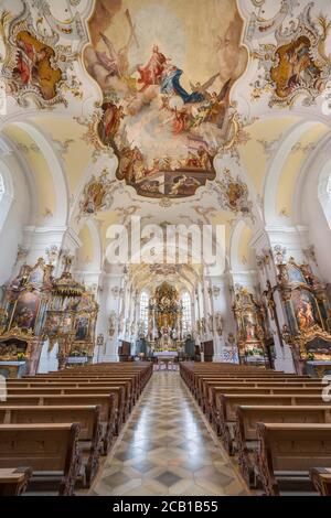 Katholische Pfarrkirche Mariä Himmelfahrt, Schongau, Oberbayern, Bayern, Deutschland Stockfoto