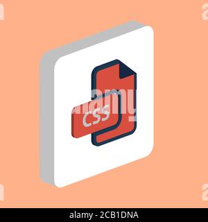 CSS-Dokument einfaches Vektor-Symbol. Illustration Symbol Design Vorlage für Web mobile UI-Element. Perfekte Farbe isometrisches Piktogramm auf 3d weißen Quadrat. Stock Vektor