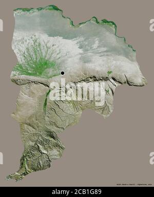 Form von Balkh, Provinz Afghanistan, mit seiner Hauptstadt isoliert auf einem einfarbigen Hintergrund. Satellitenbilder. 3D-Rendering Stockfoto