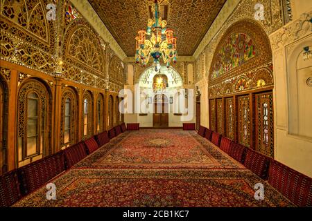 Halle in Aminiha Hosseiniyeh Haus vom Kaufmann Mohammad-Reza Amin, Qazvin, Iran gebaut Stockfoto