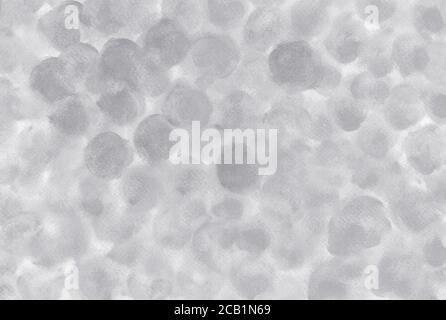 Handgemachte, handgezeichnete, echte Kunstmalerei. Acrylfarbe auf Papier mit Kreisform, Geometrie bemalt. Metallic, Metall, grau, platinglänzendes Silber. Stockfoto