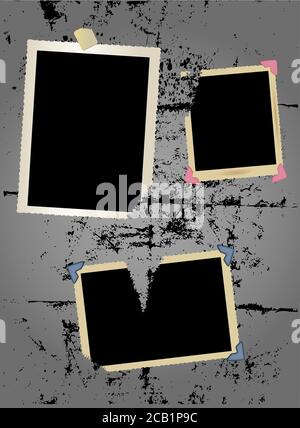 Grungy leerer Bilderrahmen, Fotograph Druckkonzept, Vektor, freier Platz für Bilder Stock Vektor