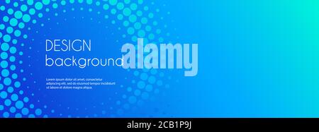 Blaue abstrakte Vektor Business lange Banner Vorlage. Business Minimaler Hintergrund mit Halbton-Kreisrahmen Stock Vektor