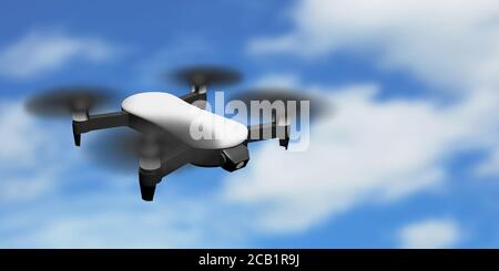 Drohne Quadrocopter Flug uav 3D Illustration Stockfoto