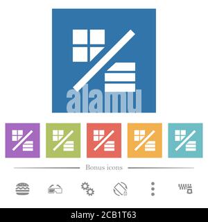 Ansichtsmodus flache weiße Symbole in quadratischen Hintergründen. 6 Bonus-Symbole enthalten. Stock Vektor