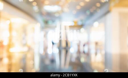 Abstrakt verschwommen von modernen Luxus-Kaufhaus Halle oder Einkaufszentrum Mall. Verschwommenes Bild abstrakter Hintergrund für Business, Einkaufszentrum, exh Stockfoto