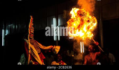 Rituelle Kunst von kerala mudiyettu Stockfoto