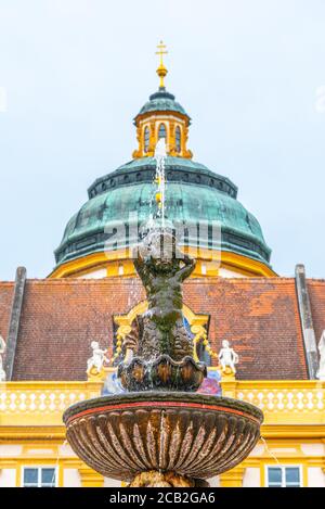 Klostergarten Melk mit barockem Pavillon, Melk, Österreich. Stockfoto