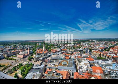 Stadtzentrum von Leipzig aus der Luft Stockfoto