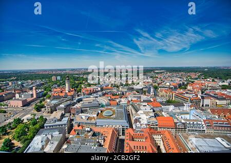 Stadtzentrum von Leipzig aus der Luft Stockfoto