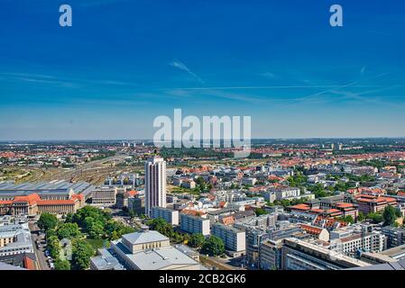 Stadtzentrum von Leipzig aus der Luft Stockfoto